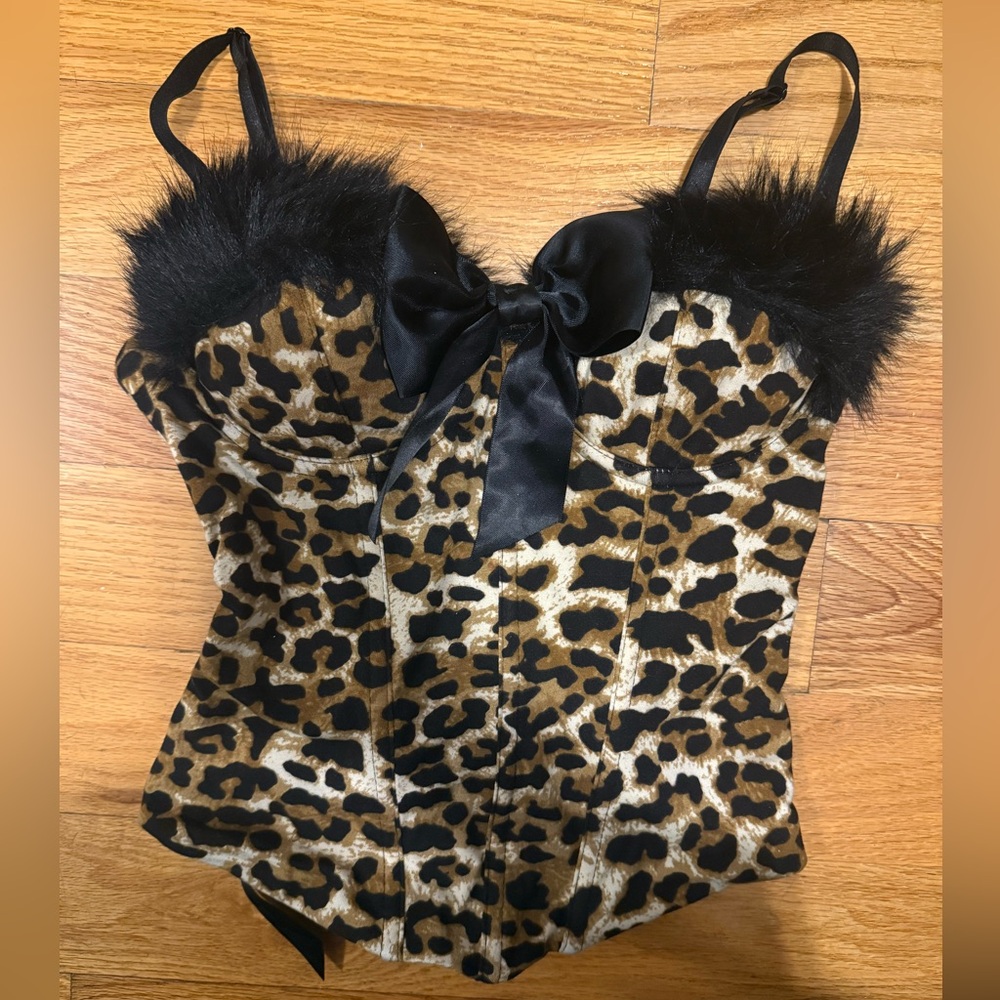 Leopard Dolls Kill Bustier with Black Accents